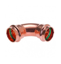 Kolano miedziane dwukielichowe 22x90° na zacisk z uszczelką FKM